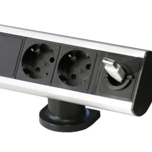 Smartline-työpöytä, 2xCEE 7/4, kaapelin läpivientireikä, alumiini/musta