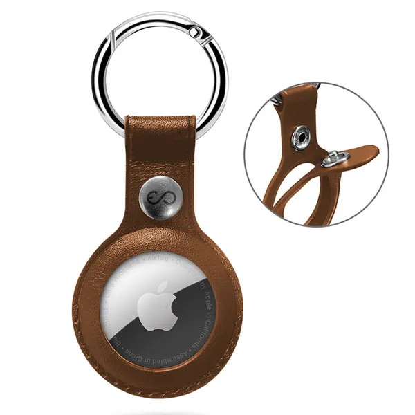 Epico Leather Case, AirTag -avaimenperä, Ruskea