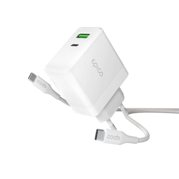 Epico 65W GaN Charger Bundle with 2m USB-C cable - white