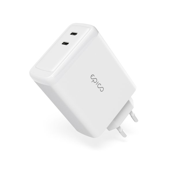 Epico 100W GaN laturipaketti kahdella 2m USB-C kaapelilla - valkoinen