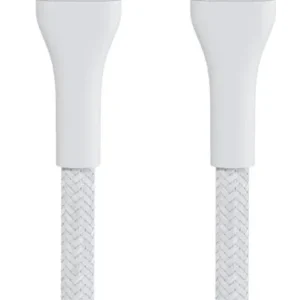 Epico Braided PD USB-C - USB-C 100W -kaapeli, Valkoinen, 0.3m