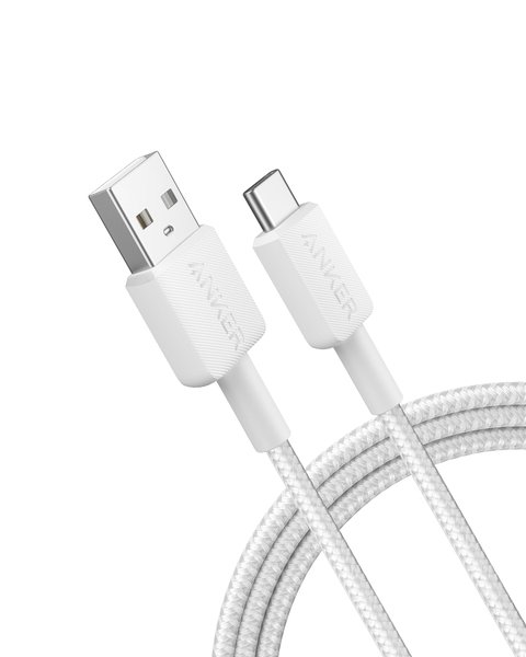 Anker 322 USB-A - USB-C -kaapeli, Valkoinen, 1.8m