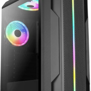 Aerocool SPLINTER DUO ATX Gaming Case 3x ARGB 12cm Fans + Front Mesh - miditornikotelo, Musta