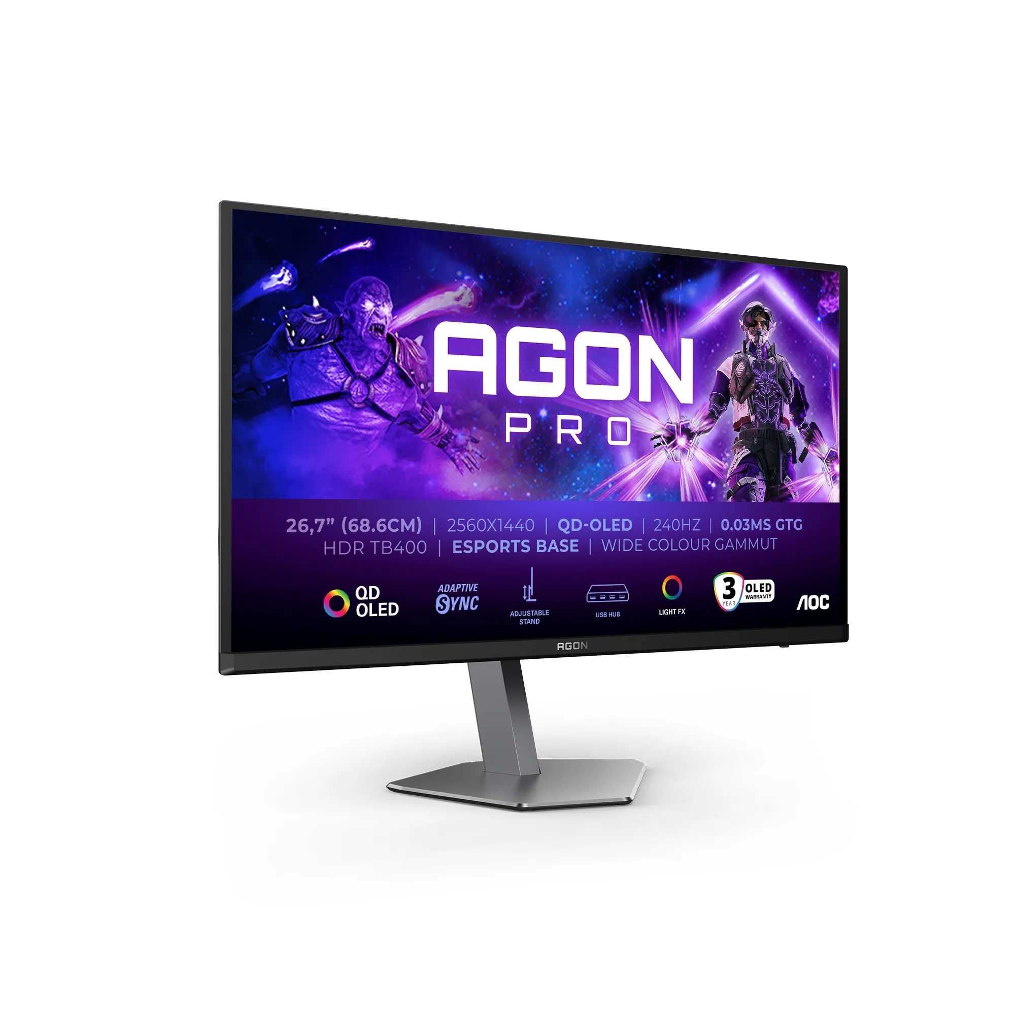 AOC 27" Agon Pro AG276QZD2, 240hz, QD-OLED -pelinäyttö