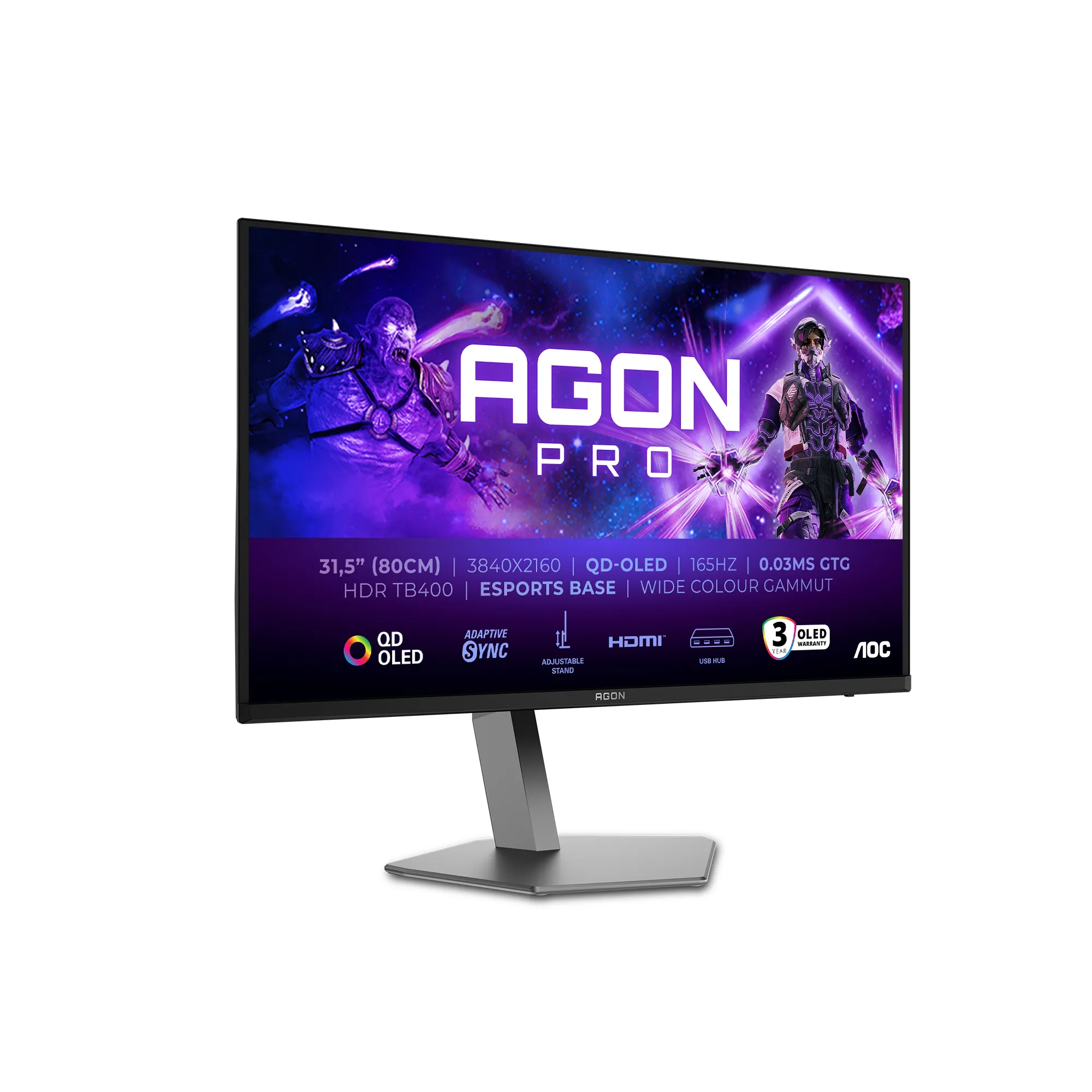 AOC AGON PRO AG326UD 32" 4K UHD, OLED -pelinäyttö