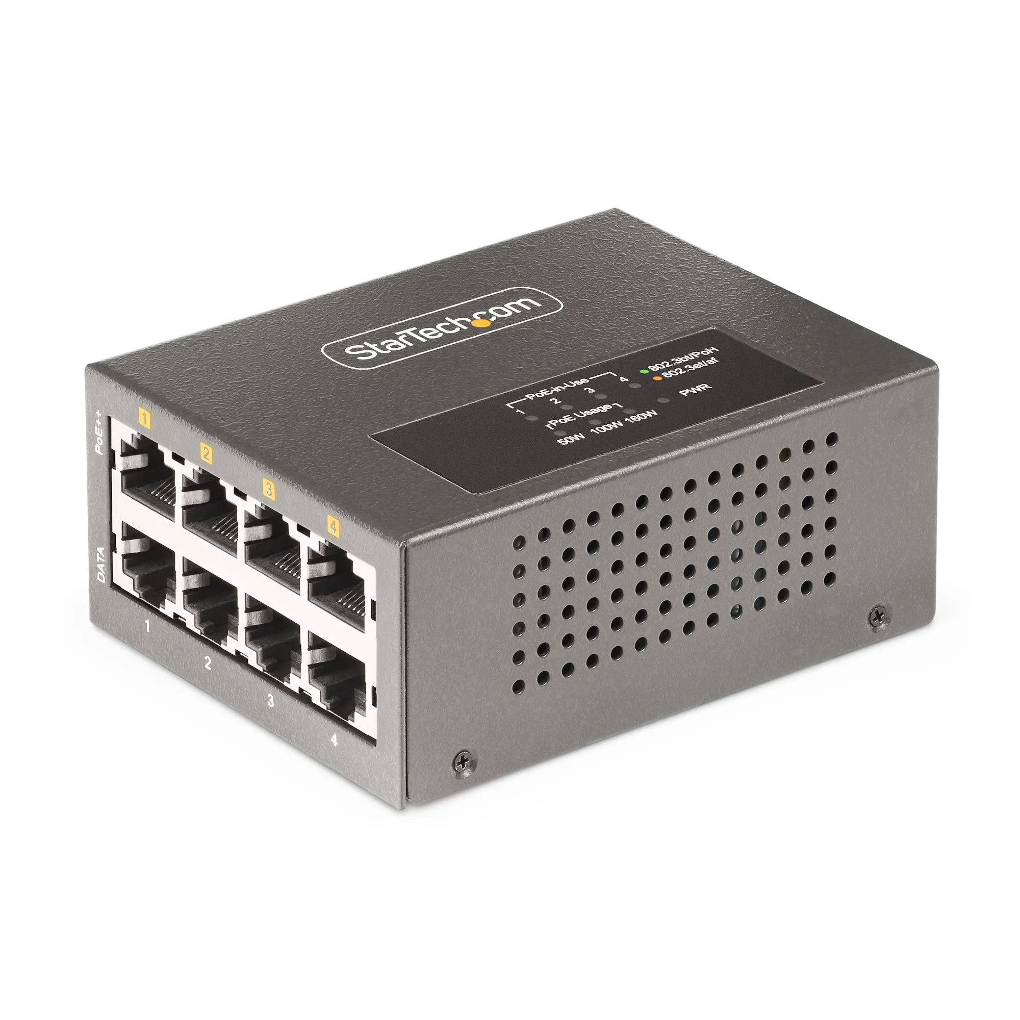 STARTECH.COM 4-Port Multi-Gigabit PoE++ Injector 5/2.5G Ethernet NBASE-T PoE/PoE+/PoE++ 802.3af/802.3at/802.3bt up to 95W Unmanaged