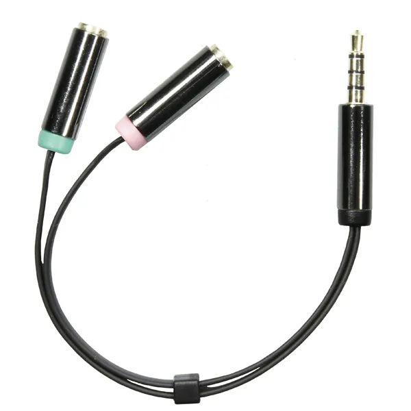 Deltaco  3.5mm – 2 x 3.5mm -audiokaapeli, uros/naaras, 0,1 m, Musta