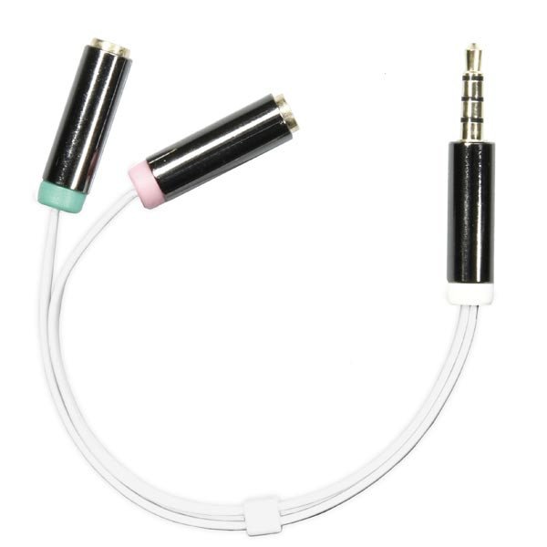 Deltaco  3.5mm – 2 x 3.5mm -audiokaapeli, uros/naaras, 0,1 m, Valkoinen