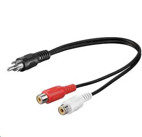 MicroConnect RCA – 2 x RCA -audiokaapeli, uros/naaras, 0,2 m, Musta