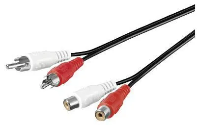 MicroConnect 2 x RCA – 2 x RCA -audiokaapeli, uros/naaras, 10 m, Musta