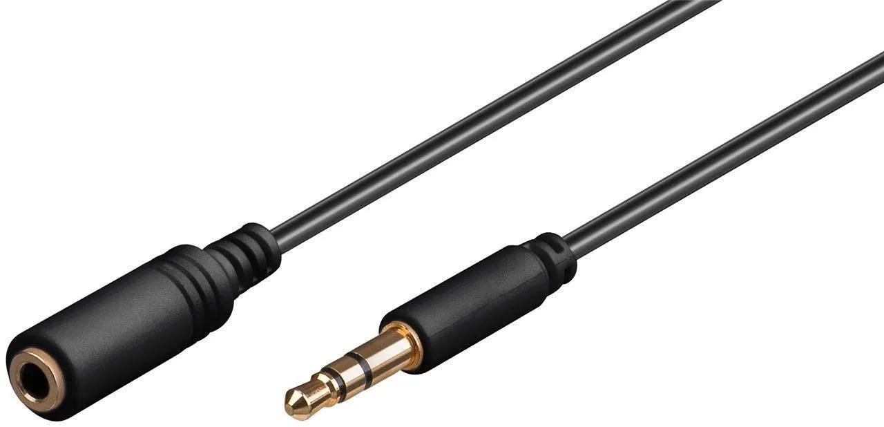 MicroConnect 3.5mm -audiokaapeli, uros/naaras, 0,5m, Musta