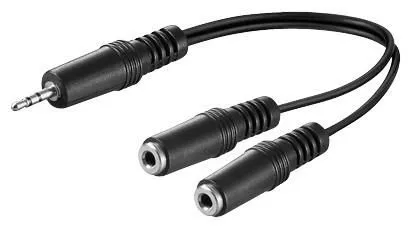 MicroConnect 3.5mm – 2 x 3.5mm -audiokaapeli, uros/naaras, 0,2 m, Musta