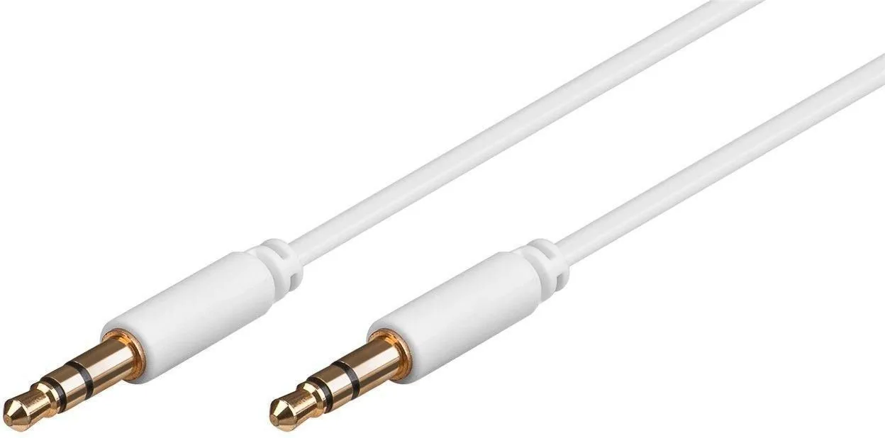 MicroConnect 3.5mm -audiokaapeli, uros/uros, 2 m, Valkoinen