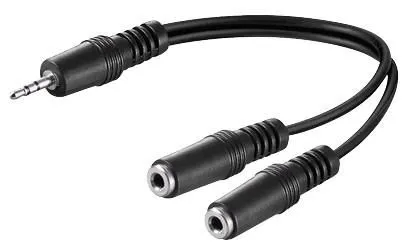 MicroConnect 3.5mm – 2 x 3.5mm -audiokaapeli, uros/naaras, 0,2 m, Musta