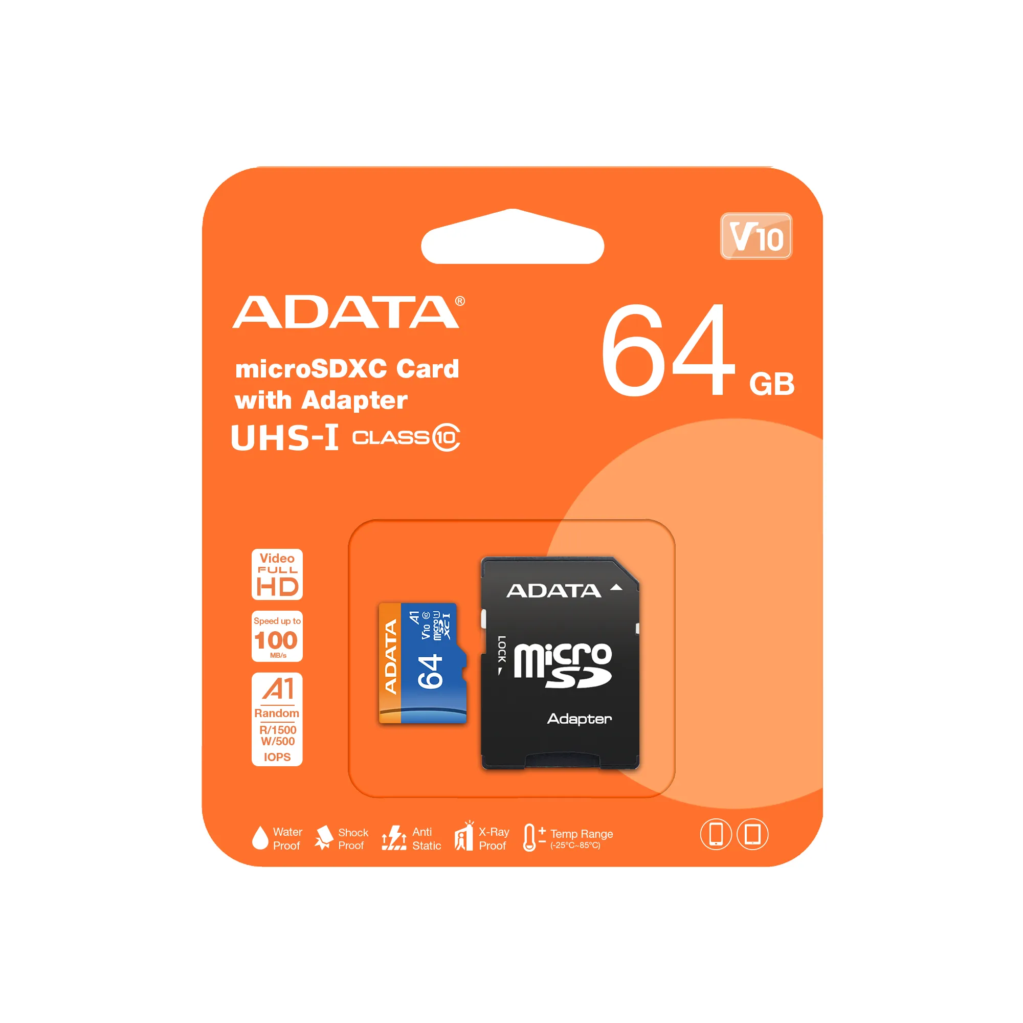 A-Data Premier 64 Gt MicroSDHC -muistikortti + SD-adapteri