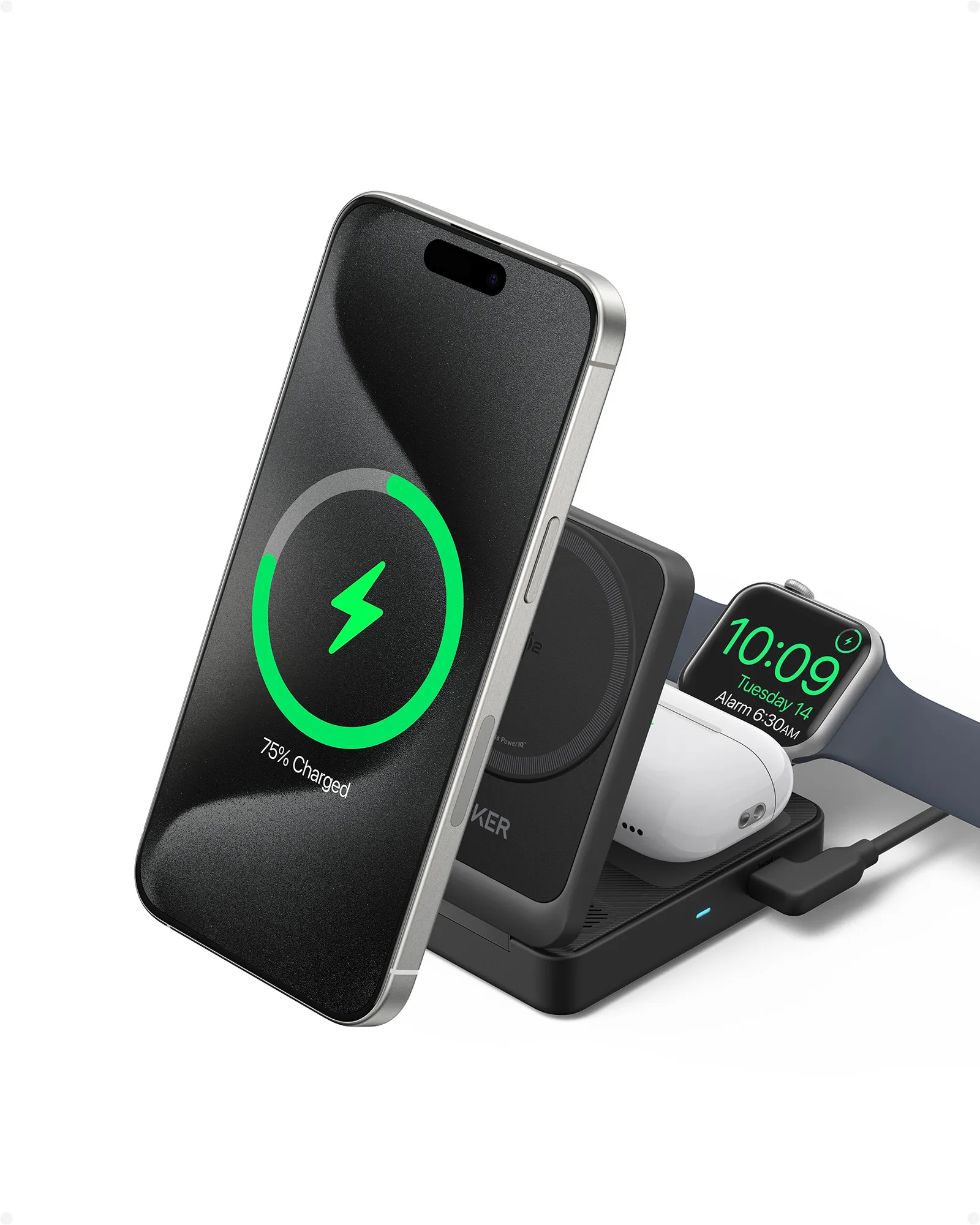 Anker MagGo Magnetic Wireless Charging Station 15W -laturi, Musta
