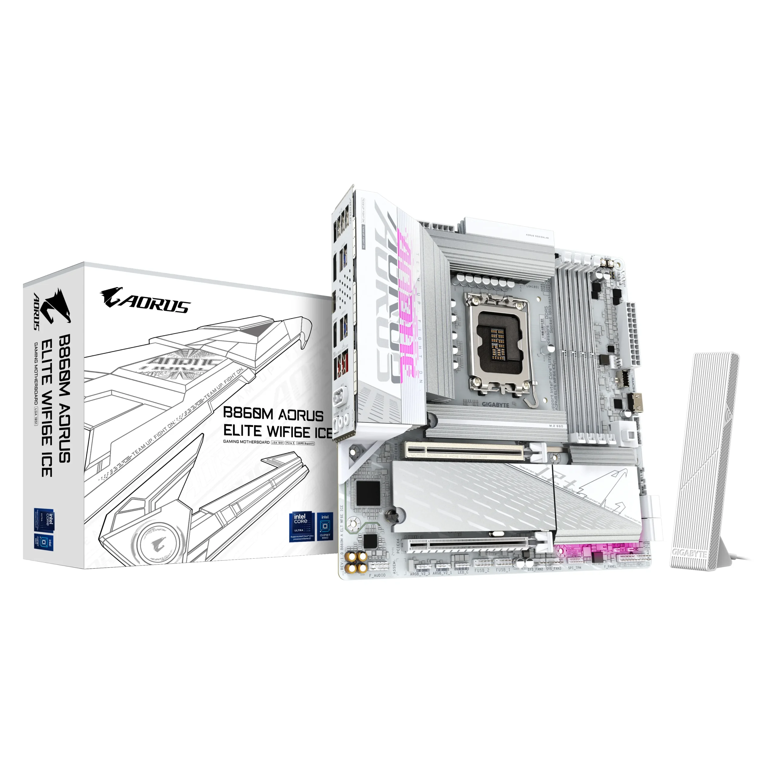 Gigabyte B860M AORUS ELITE WIFI 6E ICE LGA 1851 DDR5 mATX -emolevy