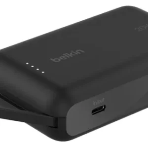Belkin 10k PD20W Integrated USB-C Cable -varavirtalähde, musta