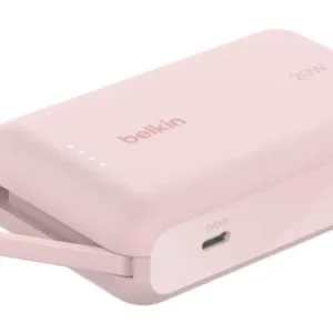 Belkin 10k PD20W Integrated USB-C Cable -varavirtalähde, pinkki