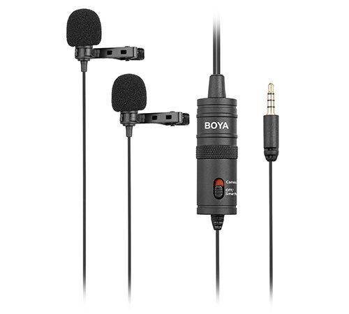 Boya Dual Omni-directional Lavalier -mikrofoni, musta