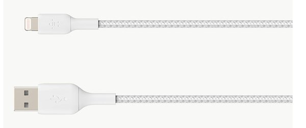 Belkin Boost Charge Braided USB-A - Lightning -kaapeli, 15 cm, Valkoinen