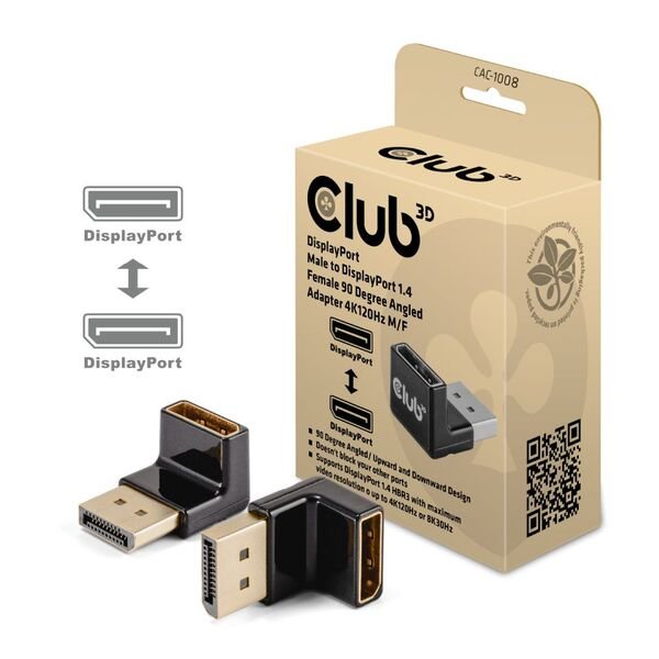 Club 3D DisplayPort - DisplayPort 1.4 4K 120Hz -sovitin, Musta