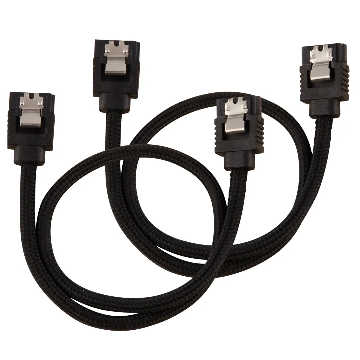 CORSAIR Premium Sleeved SATA Data Cable Set with Straight Connectors Black 30cm