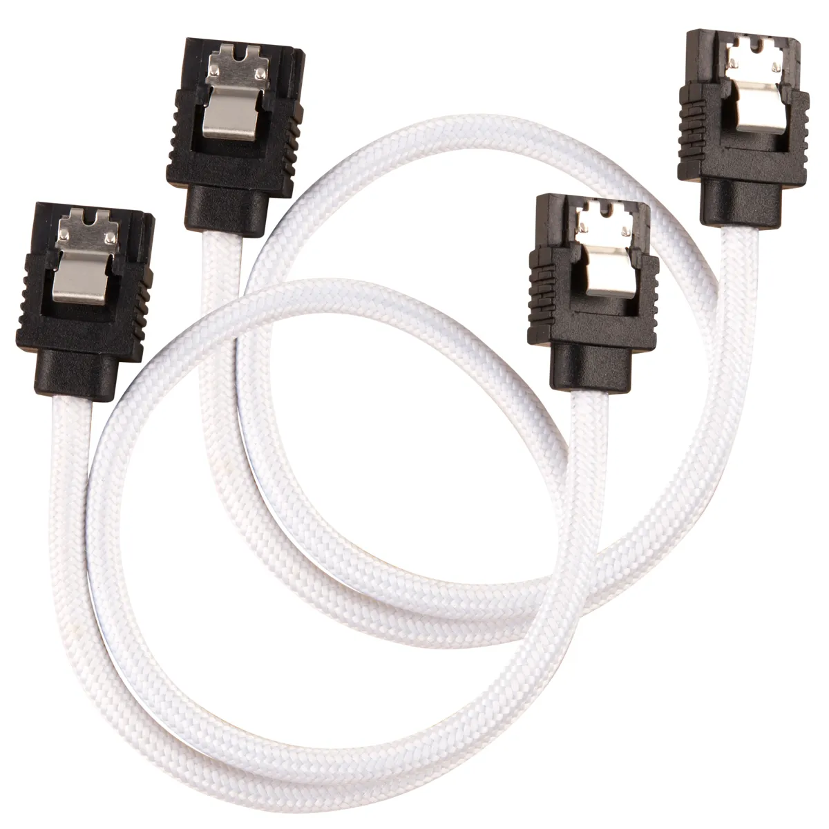 CORSAIR Premium Sleeved SATA Data Cable Set with Straight Connectors White 30cm