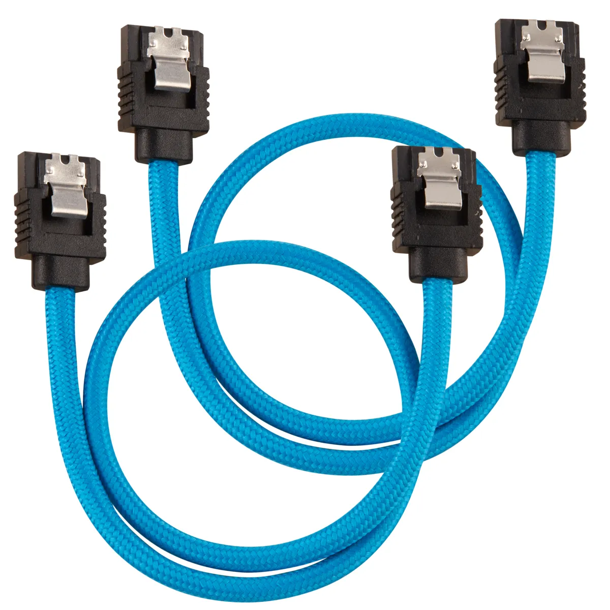 CORSAIR Premium Sleeved SATA Data Cable Set with Straight Connectors Blue 30cm