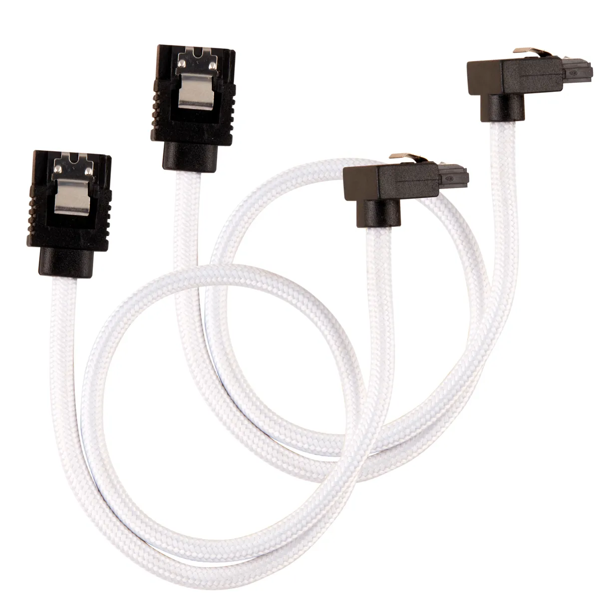 CORSAIR Premium Sleeved SATA Data Cable Set with 90degree Connectors White 30cm