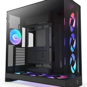 NZXT H9 Flow RGB+ (2025) -miditornikotelo ikkunalla, Musta