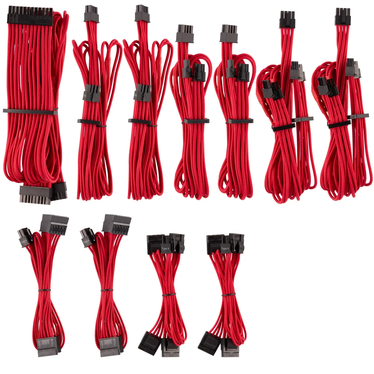 Cors. DC Cable Pro Kit Gen 4 Indiv. Sleeved, Type 4, RD