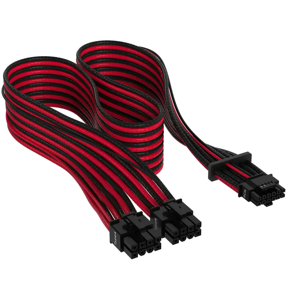 Corsair Premium Individually Sleeved 12+4pin PCIe Gen 5 Type-4 600W 12VHPWR -kaapeli, musta/punainen