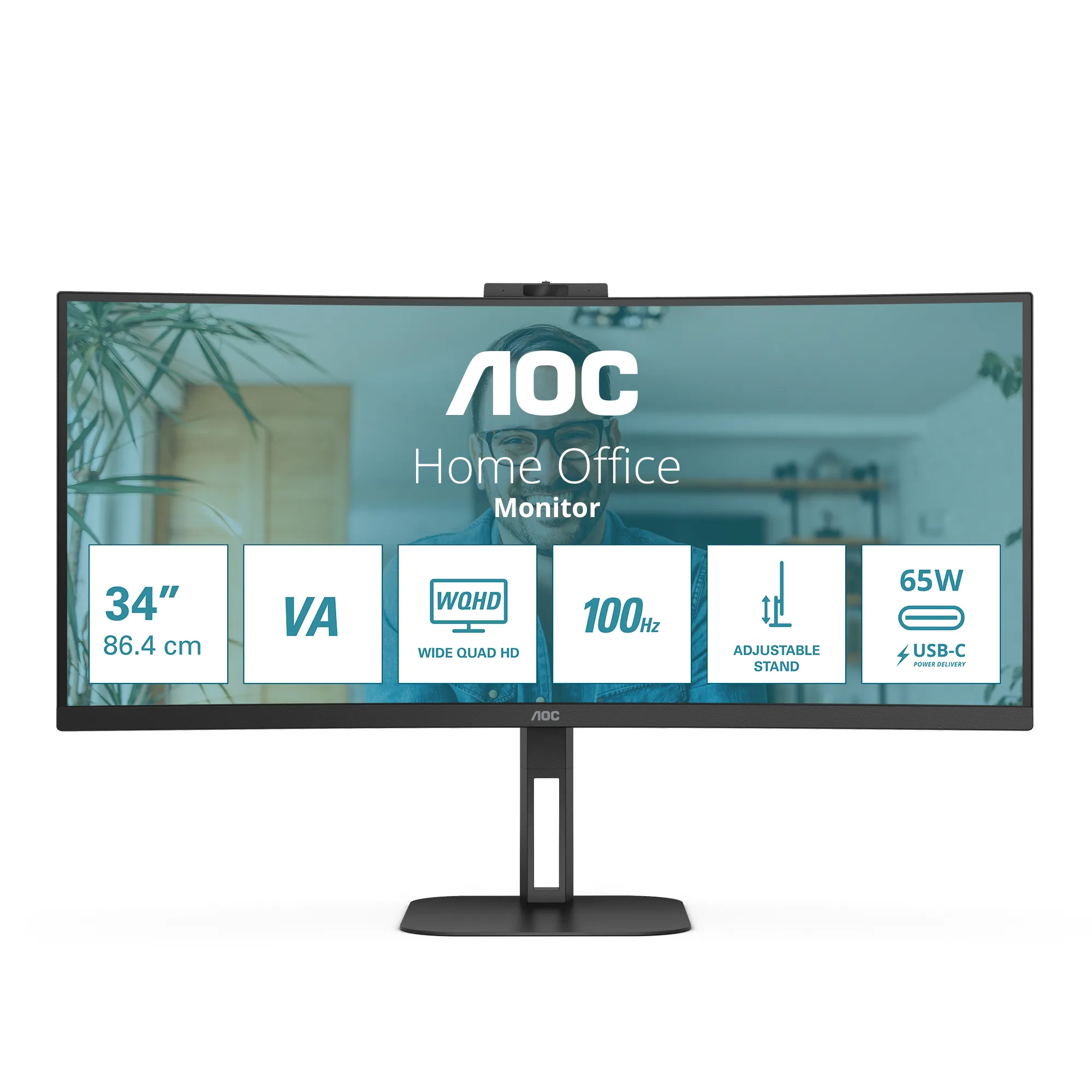 AOC CU34V5CW 34" UWQHD, USB-C, VA -kaareva näyttö