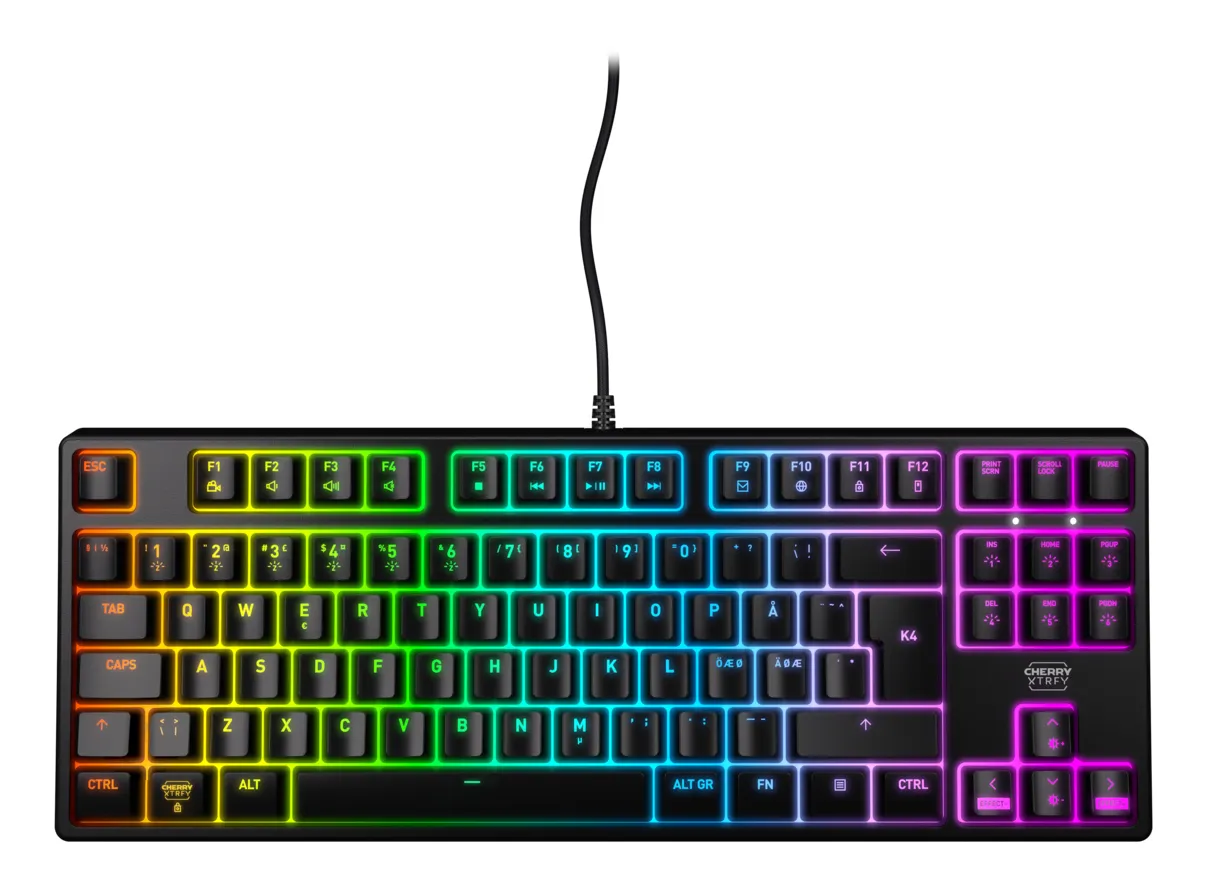Cherry XTRFY K4V2 TKL MX2A Red -pelinäppäimistö, Musta