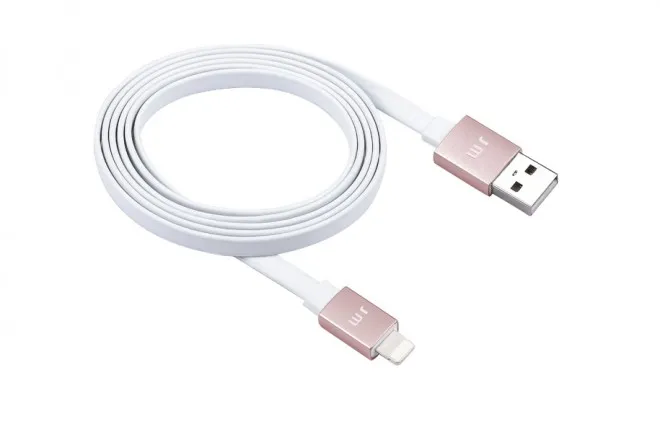 Just Mobile AluCable Flat Lightning -USB kaapeli, 1,2 m, Vaaleanpunainen