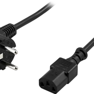 DELTACO laitekaapeli, PC & pistoke,kulma CEE 7/7 - suora IEC C13, 0,2m
