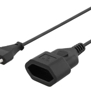 DELTACO maadoittamaton virtakaapeli,CEE 7/16 -> IEC 60906-1, 1m, musta