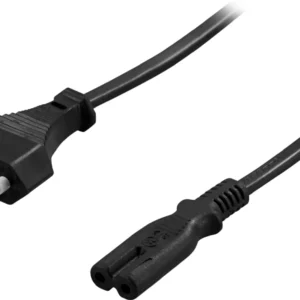 Deltaco Laitekaapeli ei maadoitettu suora CEE 7/16 - suora IEC C7, 2m