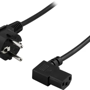 Deltaco Virtakaapeli,  PC & seinäkosketin, kulmaliitin, 2m