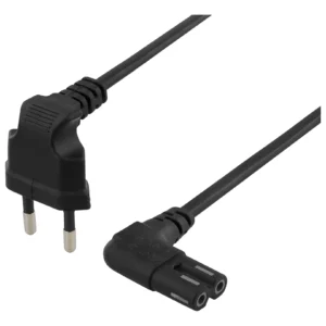 DELTACO maadoittamaton virtakaapeli, 3m, CEE 7/16-IEC60320 C7, musta