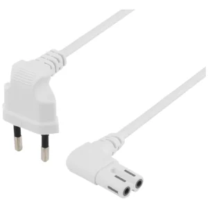 DELTACO maadoittamaton virtakaapeli, 3m, CEE 7/16-IEC60320 C7, valk.