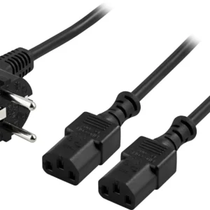 Y-kaapeli seinäkoskettimeen, monitorille ja PC:lle, IEC C13, 2m