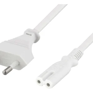DELTACO maadoittamaton virtakaapeli, CEE 7/16->IEC 60320 C7, 5m, valk.