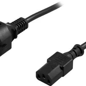 Deltaco Maadoitettu laitekaapeli, PC- ja seinäkosketin,CEE 7/7-IEC 60320 C13,