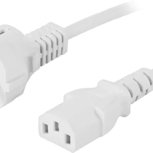 Deltaco Maadoitettu laitekaapeli, suora CEE 7/7-suora IEC 60320 C13 3m valk