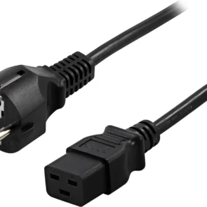 Deltaco laitekaapelil, 16A, suora CEE 7/7 - suora IEC C19, 1m