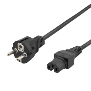 DELTACO power cord CEE7/7 - IEC C15, 1m, black