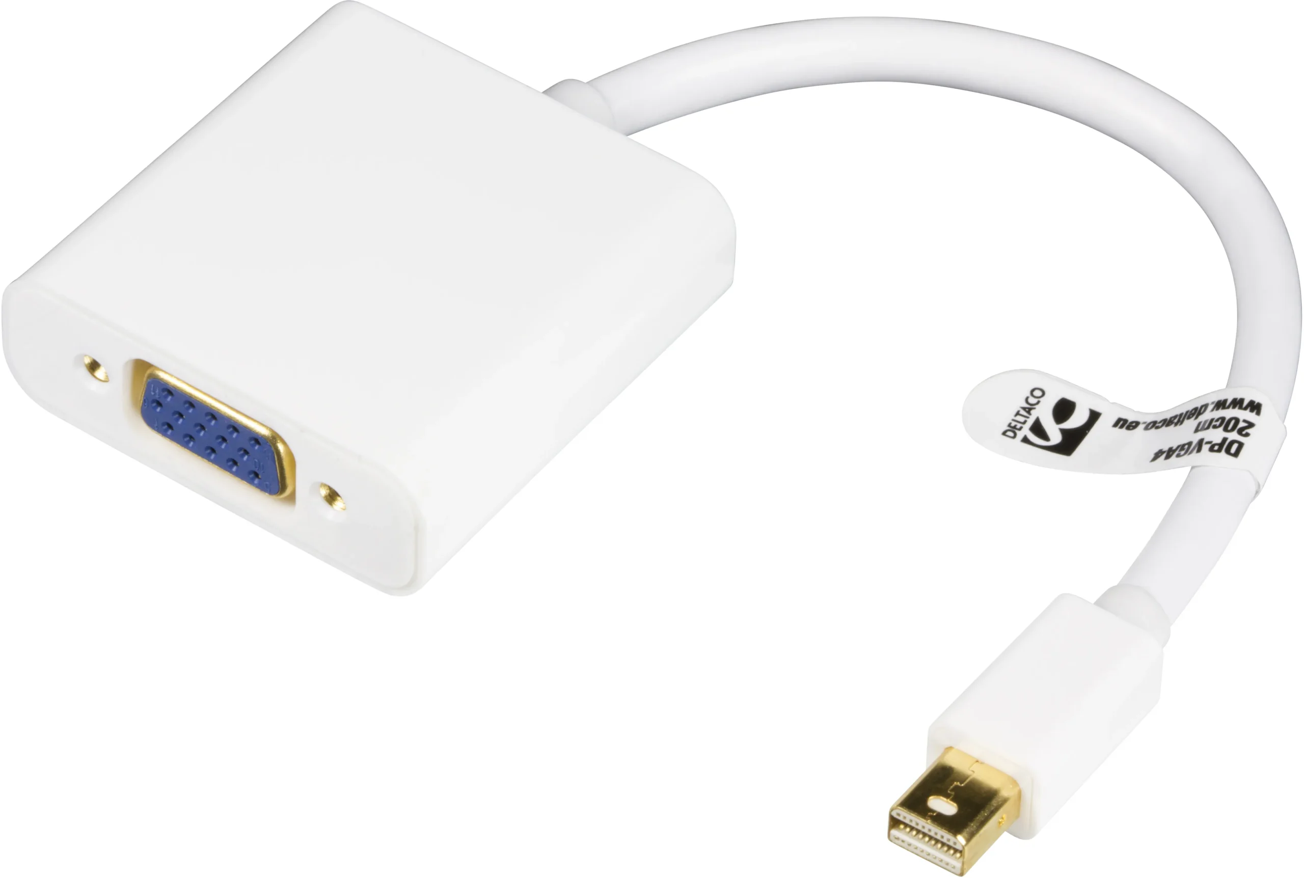 Deltaco  VGA (D-Sub) – DisplayPort -adapteri, Valkoinen