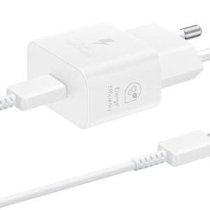 Samsung 25W GaN -verkkovirtalaturi + USB-C kaapeli, Valkoinen